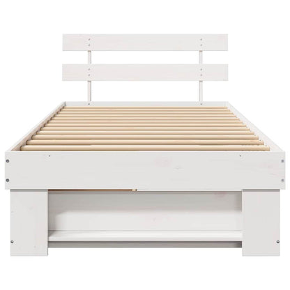 Bed Frame with Headboard White 90 x 200 cm Solid Pine Wood