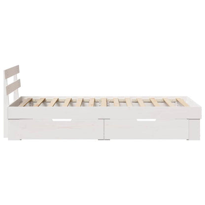 Bed Frame with Headboard White 90 x 200 cm Solid Pine Wood