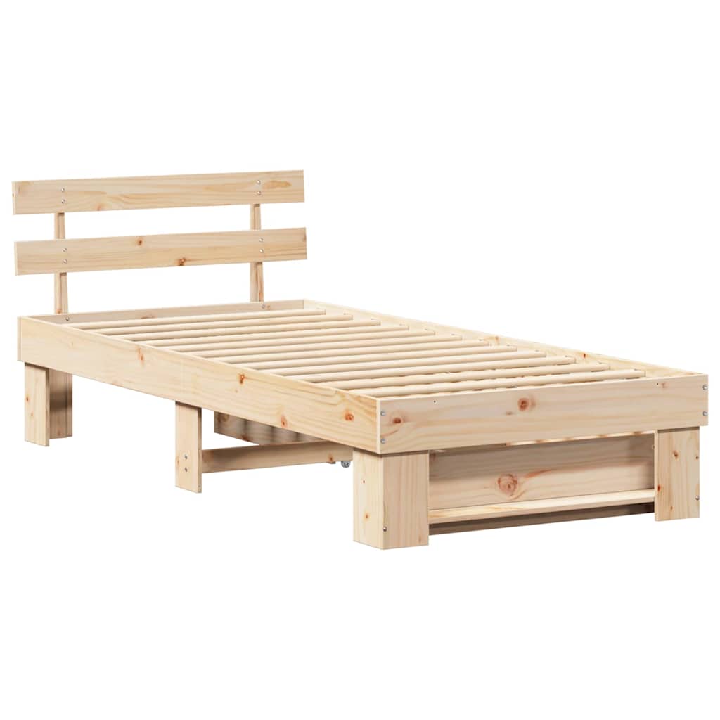 Bed Frame with Headboard Natural 80 x 200 cm Solid Pine Wood