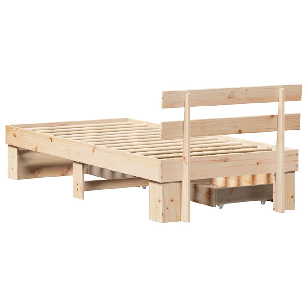 Bed Frame with Headboard Natural 80 x 200 cm Solid Pine Wood