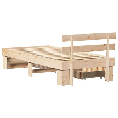 Bed Frame with Headboard Natural 80 x 200 cm Solid Pine Wood