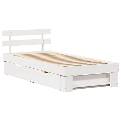 Bed Frame with Headboard White 80 x 200 cm Solid Pine Wood