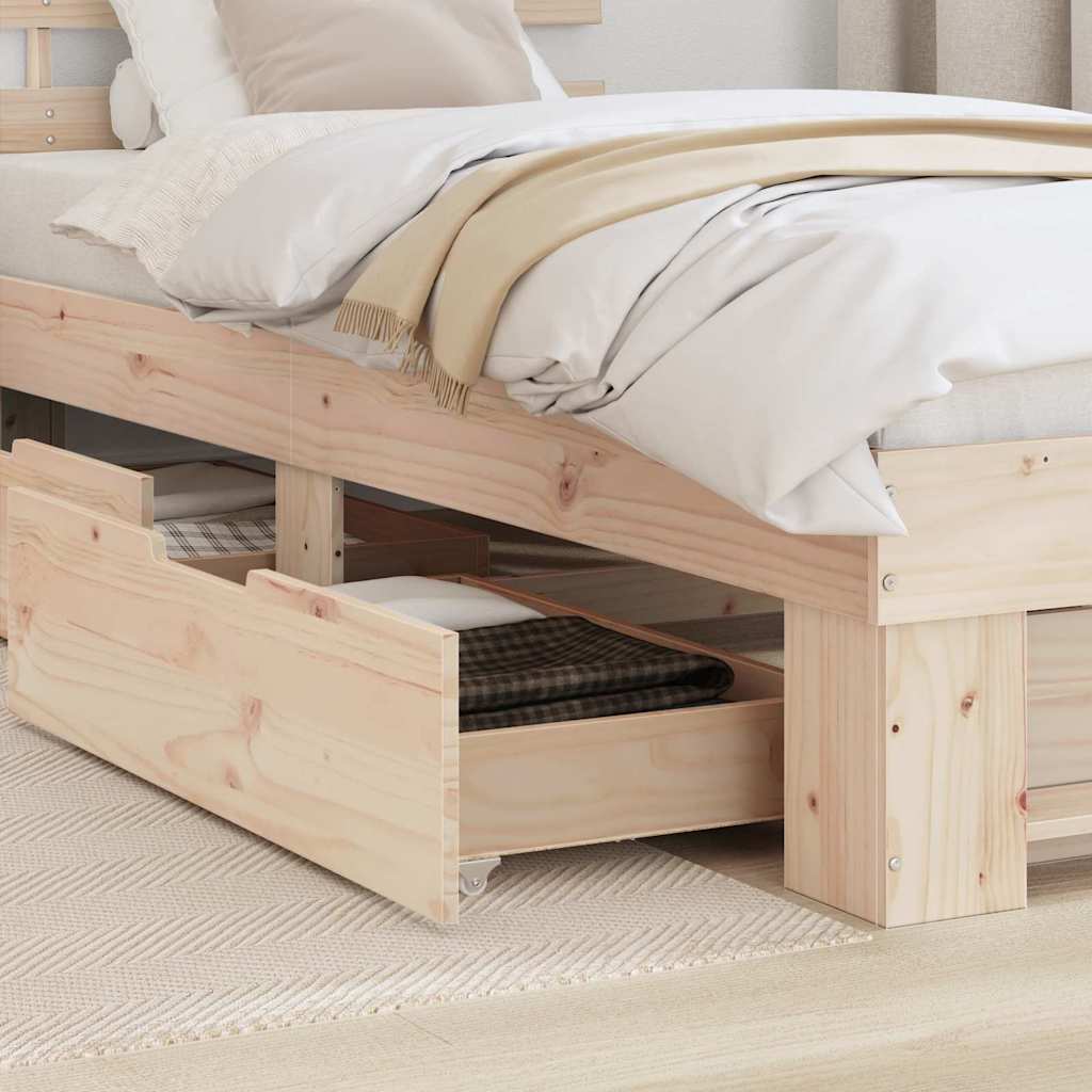Bed Frame with Headboard Natural 90 x 190 cm Solid Pine Wood