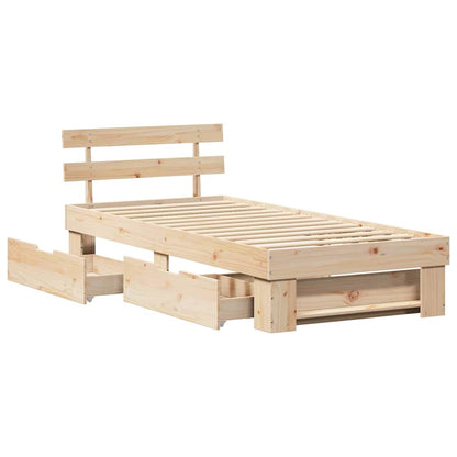 Bed Frame with Headboard Natural 90 x 190 cm Solid Pine Wood