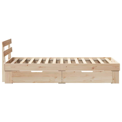 Bed Frame with Headboard Natural 90 x 190 cm Solid Pine Wood