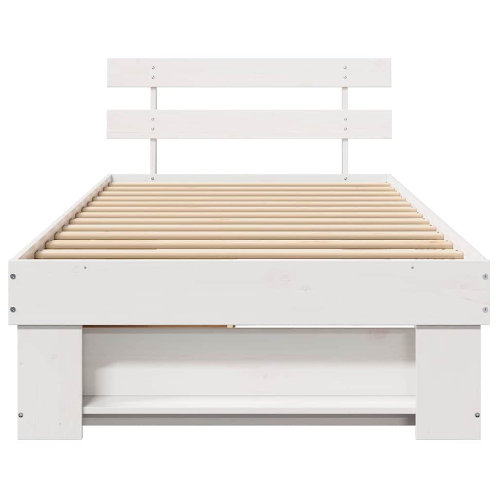 Bed Frame with Headboard White 90 x 190 cm Solid Pine Wood