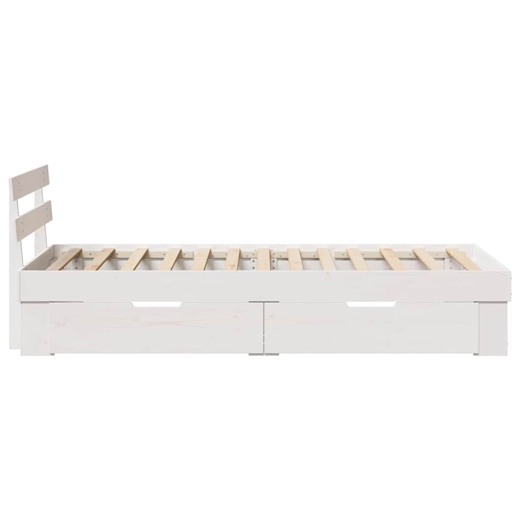 Bed Frame with Headboard White 90 x 190 cm Solid Pine Wood
