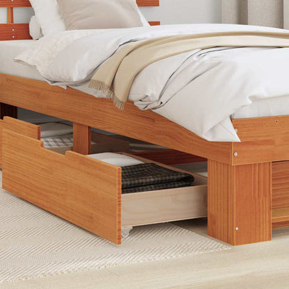 Bed Frame with Headboard Wax Brown 90 x 190 cm Solid Pine Wood