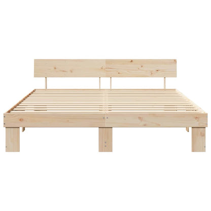 Bed Frame with Headboard Natural 180 x 200 cm Solid Pine Wood