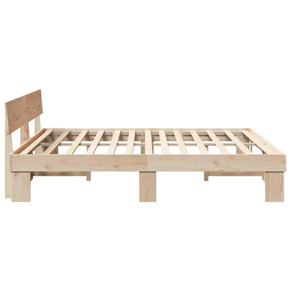 Bed Frame with Headboard Natural 180 x 200 cm Solid Pine Wood