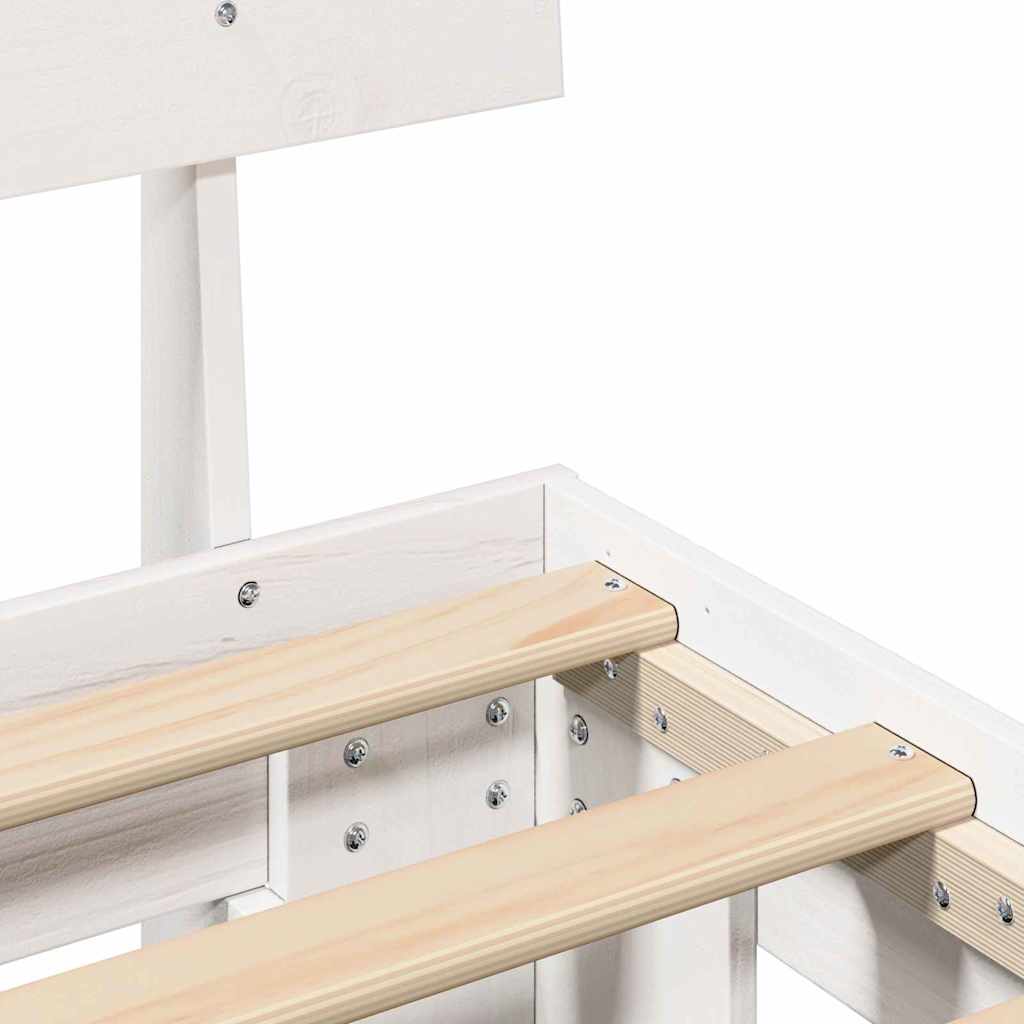 Bed Frame with Headboard White 180 x 200 cm Solid Pine Wood