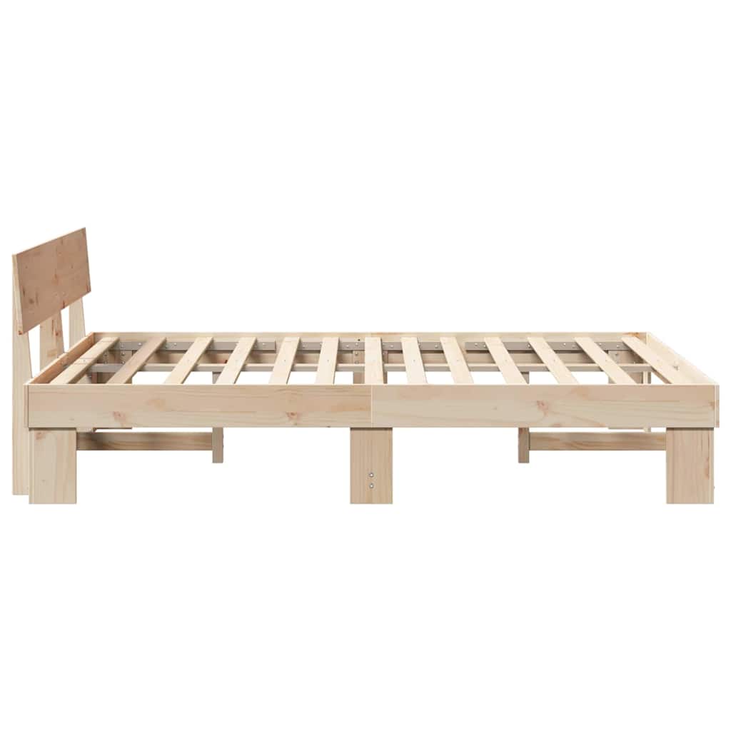 Bed Frame with Headboard Natural 160 x 200 cm Solid Pine Wood