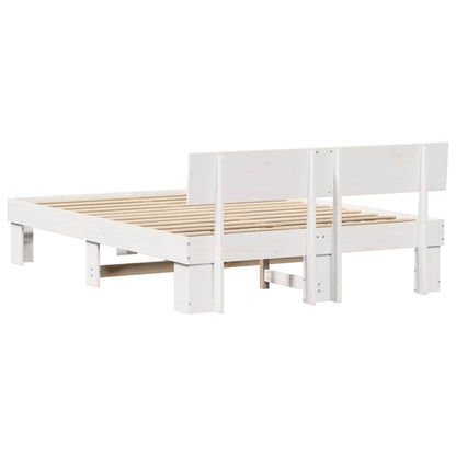 Bed Frame with Headboard White 160 x 200 cm Solid Pine Wood