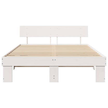 Bed Frame with Headboard White 160 x 200 cm Solid Pine Wood