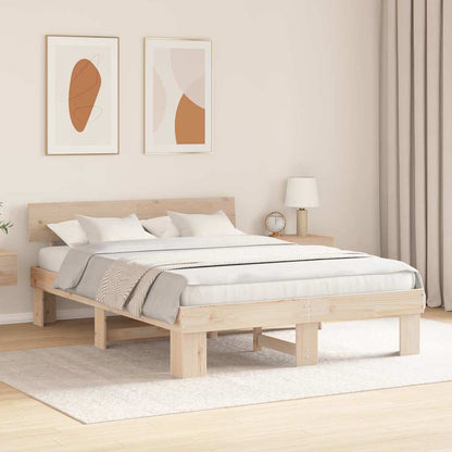 Bed Frame with Headboard Natural 150 x 200 cm Solid Pine Wood