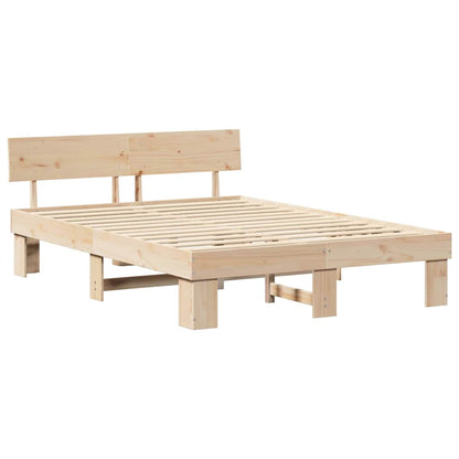 Bed Frame with Headboard Natural 150 x 200 cm Solid Pine Wood