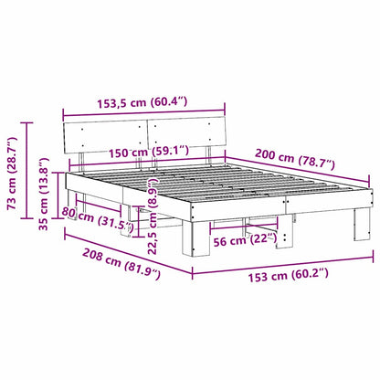 Bed Frame with Headboard White 150 x 200 cm Solid Pine Wood