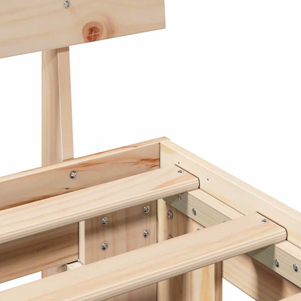 Bed Frame with Headboard Natural 140 x 200 cm Solid Pine Wood