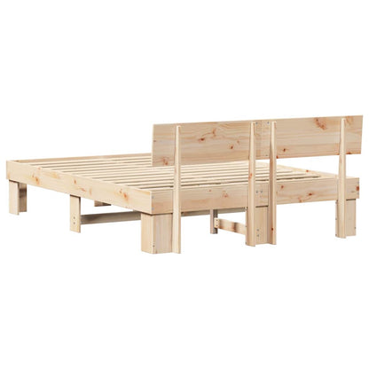 Bed Frame with Headboard Natural 140 x 200 cm Solid Pine Wood