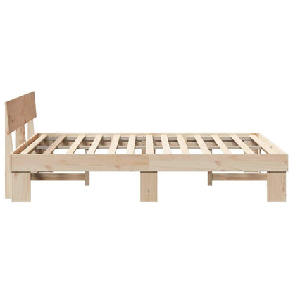 Bed Frame with Headboard Natural 140 x 200 cm Solid Pine Wood