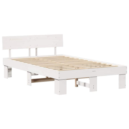 Bed Frame with Headboard White 120 x 200 cm Solid Pine Wood