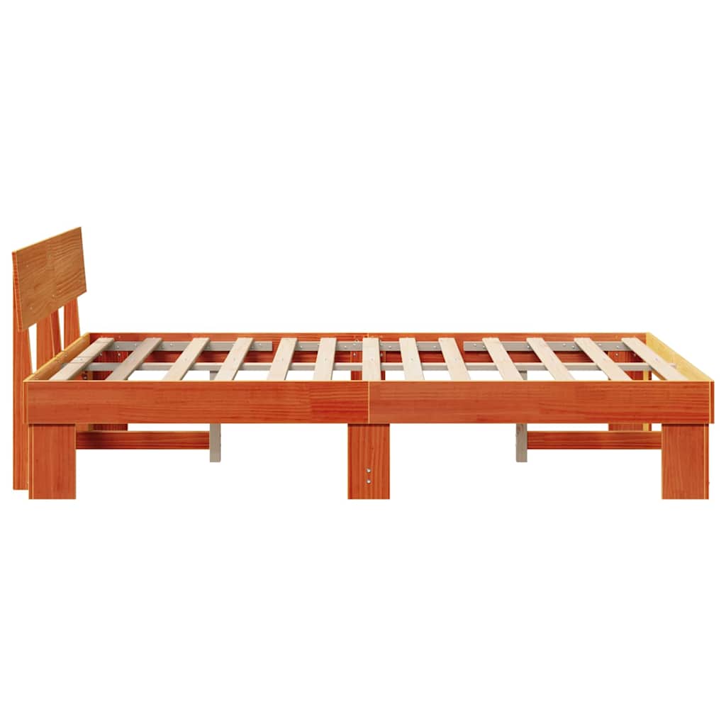 Bed Frame with Headboard Wax Brown 120 x 200 cm Solid Pine Wood
