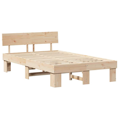 Bed Frame with Headboard Natural 135 x 190 cm Solid Pine Wood