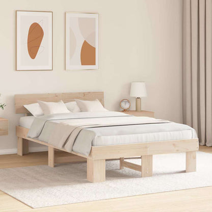 Bed Frame with Headboard Natural 120 x 190 cm Solid Pine Wood