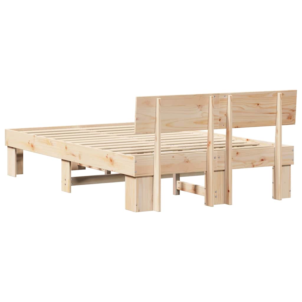 Bed Frame with Headboard Natural 120 x 190 cm Solid Pine Wood