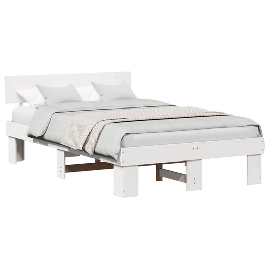 Bed Frame with Headboard White 120 x 190 cm Solid Pine Wood