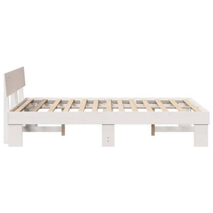 Bed Frame with Headboard White 120 x 190 cm Solid Pine Wood