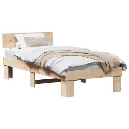Bed Frame with Headboard Natural 100 x 200 cm Solid Pine Wood
