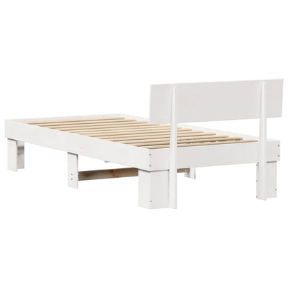 Bed Frame with Headboard White 100 x 200 cm Solid Pine Wood