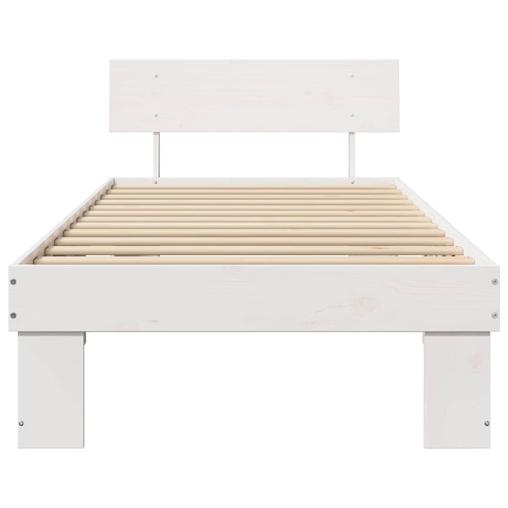 Bed Frame with Headboard White 100 x 200 cm Solid Pine Wood