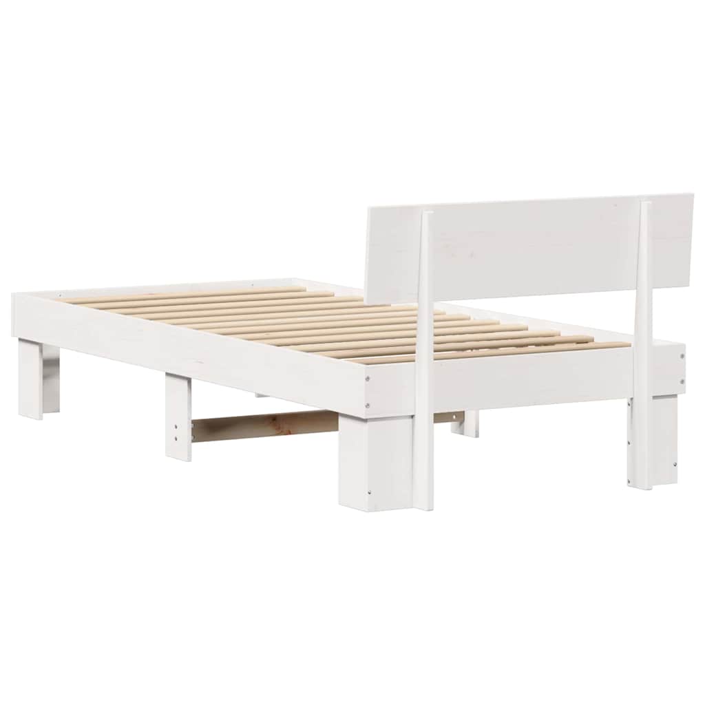 Bed Frame with Headboard White 90 x 200 cm Solid Pine Wood