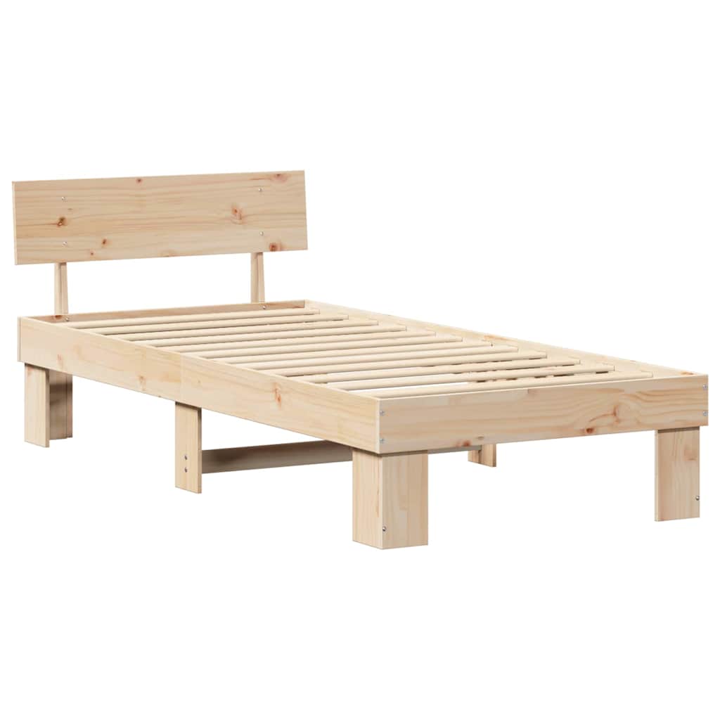 Bed Frame with Headboard Natural 80 x 200 cm Solid Pine Wood