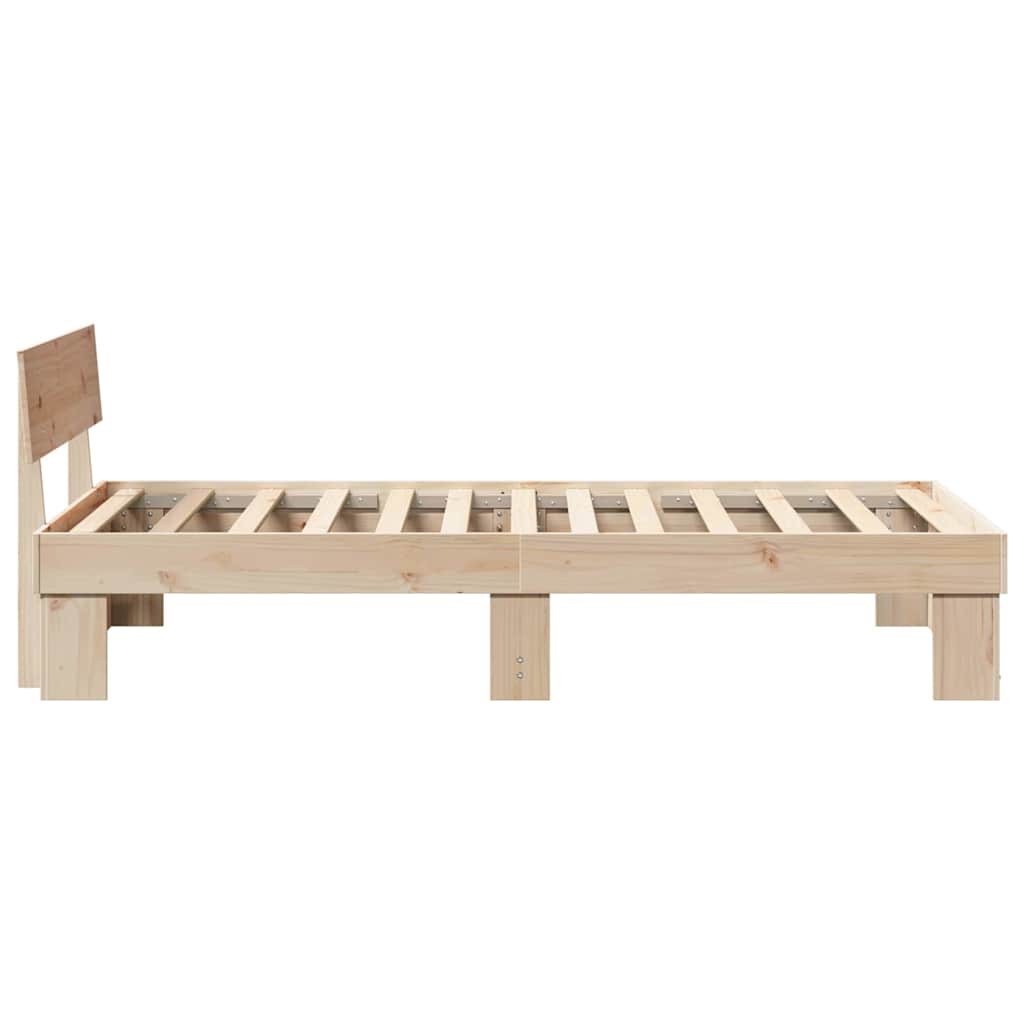 Bed Frame with Headboard Natural 80 x 200 cm Solid Pine Wood