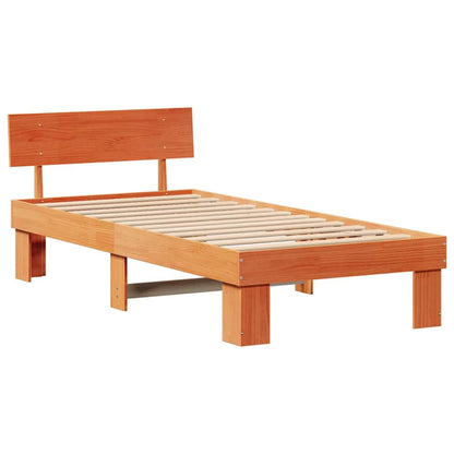Bed Frame with Headboard Wax Brown 80 x 200 cm Solid Pine Wood