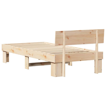 Bed Frame with Headboard Natural 90 x 190 cm Solid Pine Wood