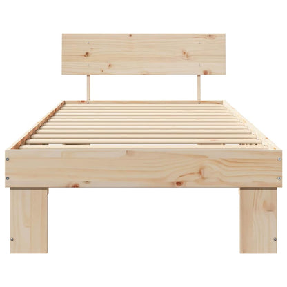 Bed Frame with Headboard Natural 90 x 190 cm Solid Pine Wood