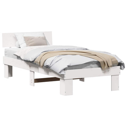 Bed Frame with Headboard White 90 x 190 cm Solid Pine Wood