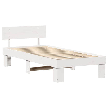 Bed Frame with Headboard White 90 x 190 cm Solid Pine Wood