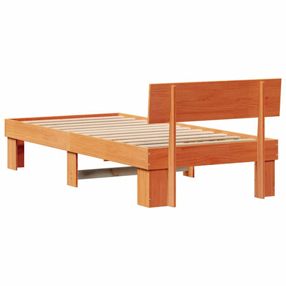 Bed Frame with Headboard Wax Brown 90 x 190 cm Solid Pine Wood