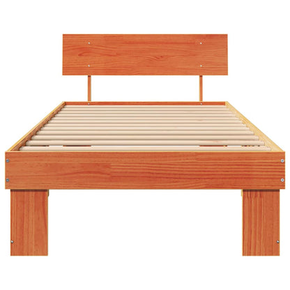 Bed Frame with Headboard Wax Brown 90 x 190 cm Solid Pine Wood