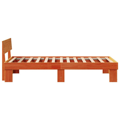 Bed Frame with Headboard Wax Brown 90 x 190 cm Solid Pine Wood