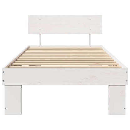 Bed Frame with Headboard White 75 x 190 cm Solid Pine Wood