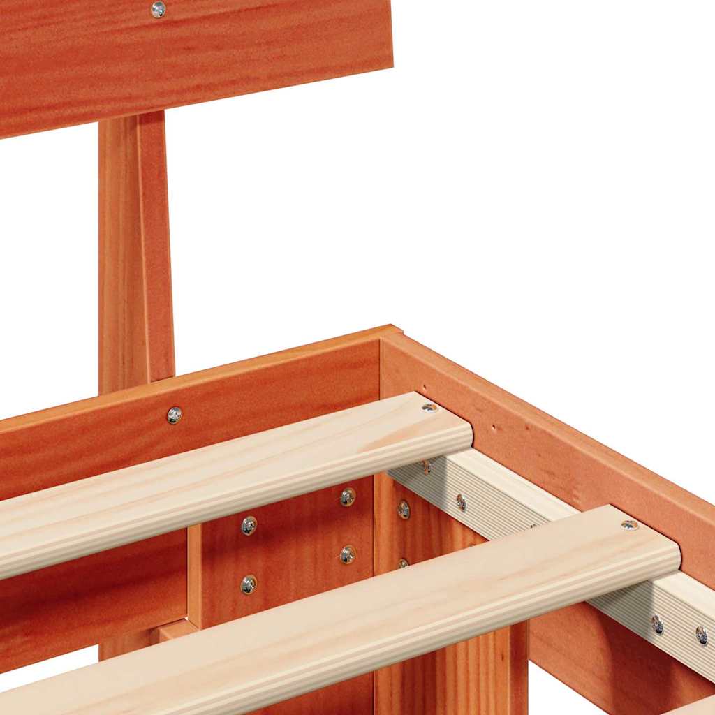 Bed Frame with Headboard Wax Brown 75 x 190 cm Solid Pine Wood