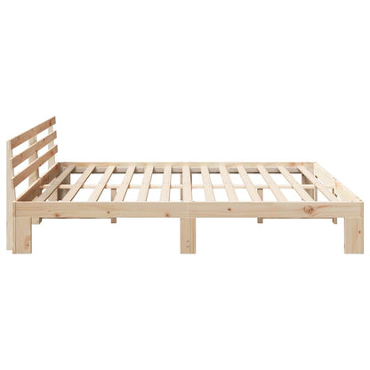 Bed Frame with Headboard Natural 200 x 200 cm Solid Pine Wood