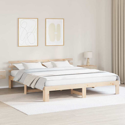 Bed Frame with Headboard Natural 180 x 200 cm Solid Pine Wood