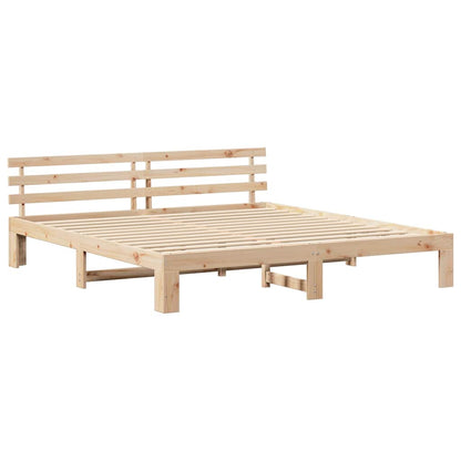 Bed Frame with Headboard Natural 180 x 200 cm Solid Pine Wood